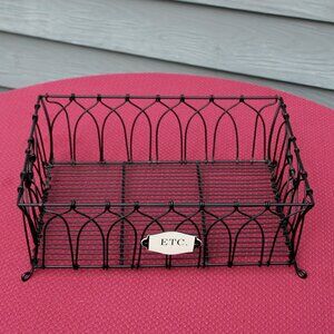 "ETC."  French Country Metal Wire Office Tray Basket File Desk Organizer